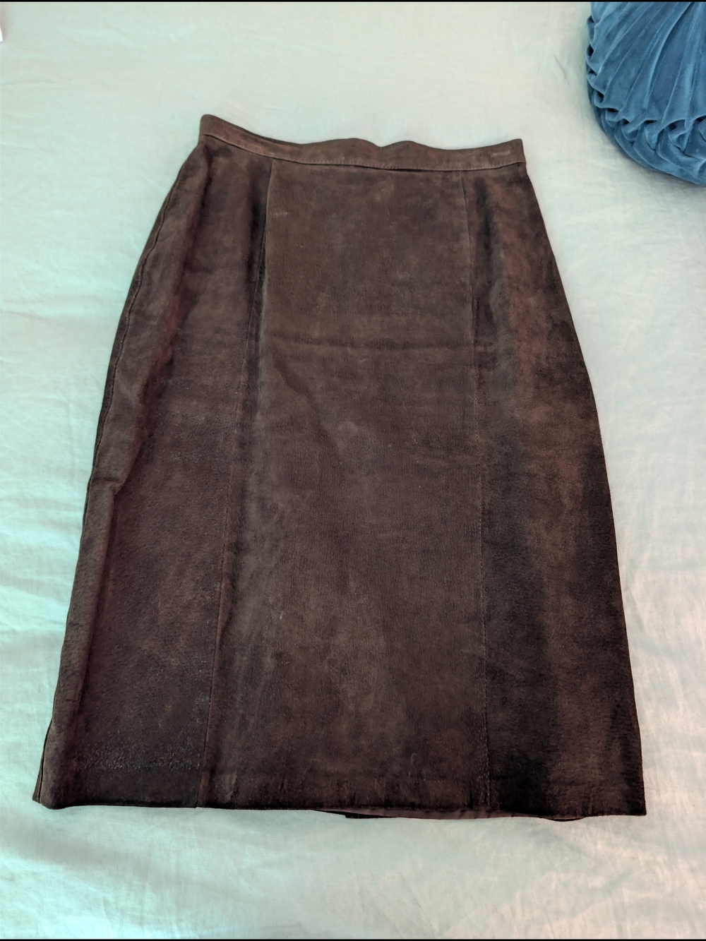 ​Vintage Bagatelle 100% Suede Leather Midi Skirt Chocolate Brown Size 10/12
